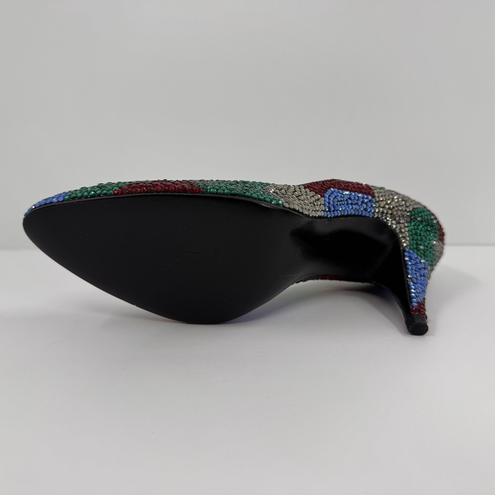 Stuart Weitzman Martinique Women's 7.5 Rhinestone Pump Multi Color Heels Leather - Picture 10 of 16